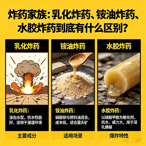 朝天炸药家族：乳化炸药、铵油炸药、水胶炸药到底有什么区别？